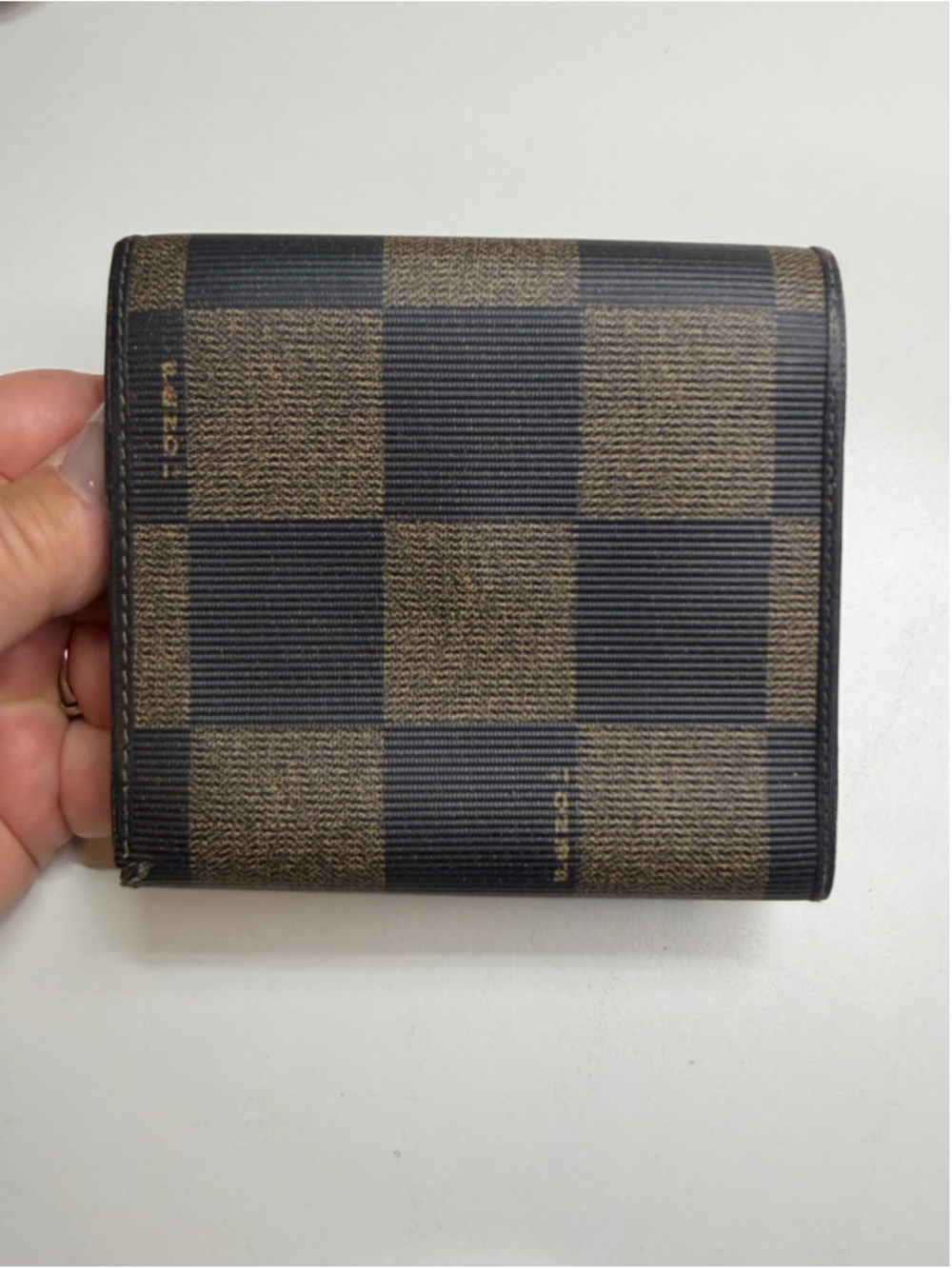 Women's Fendi Checkered Wallet One Size Brown and Black - Picture 4 of 9